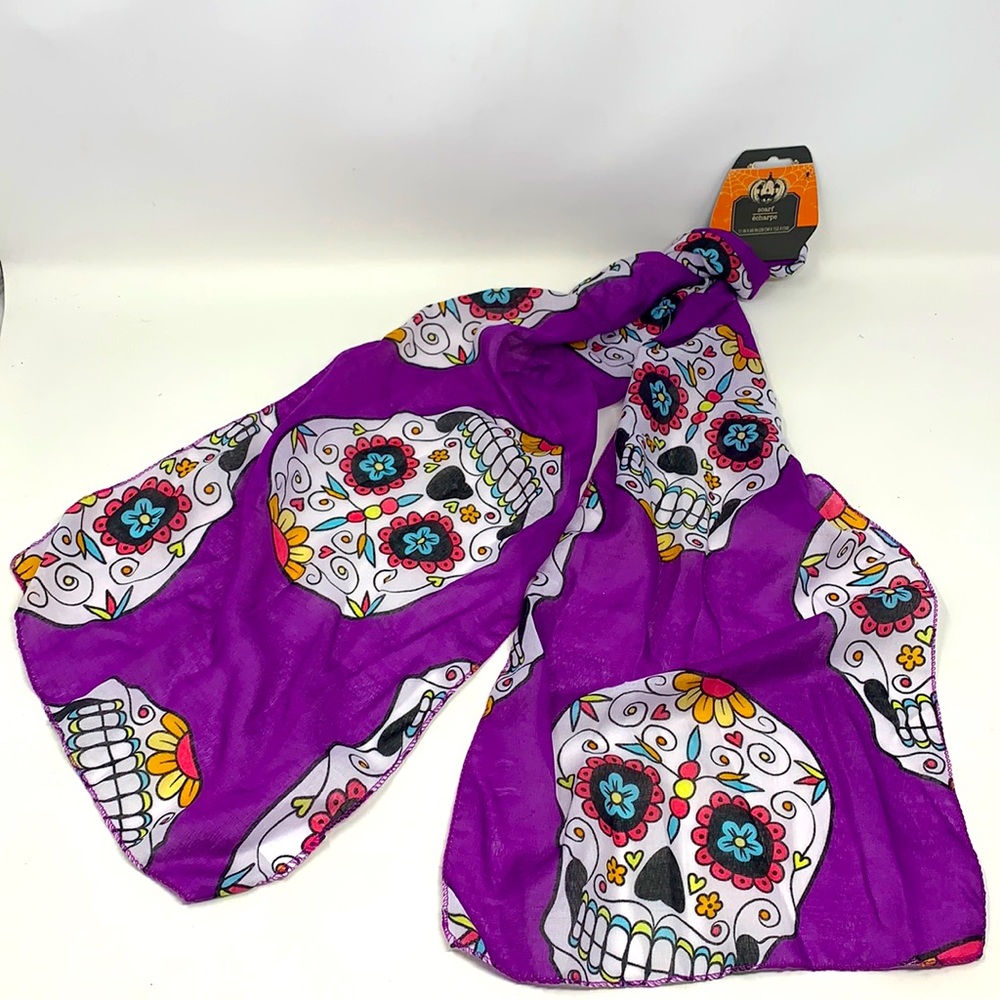 Women’s sugar skulls Scarf Dia de Los Muertos new